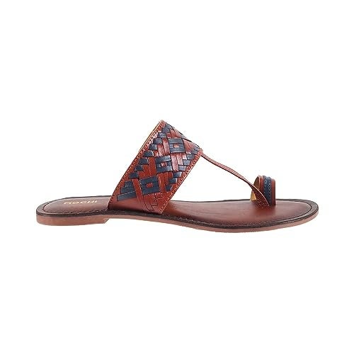 Mochi Women Maroon Kolhapuri Leather Chappal UK/5 EU/38 (32-555) - Image 3