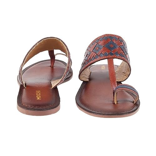 Mochi Women Maroon Kolhapuri Leather Chappal UK/5 EU/38 (32-555) - Image 5