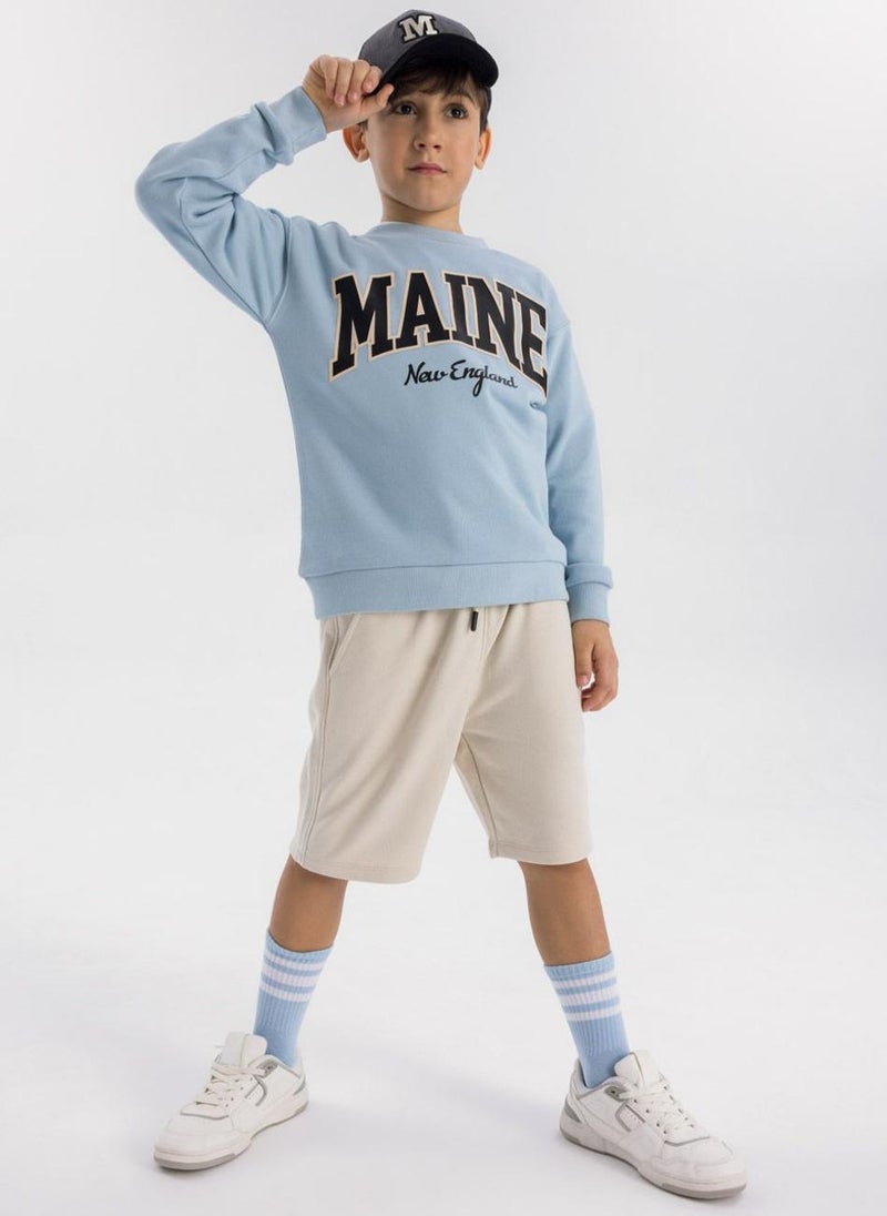 MINOTI Boys Crew Sweatshirt with Print  - Image 1