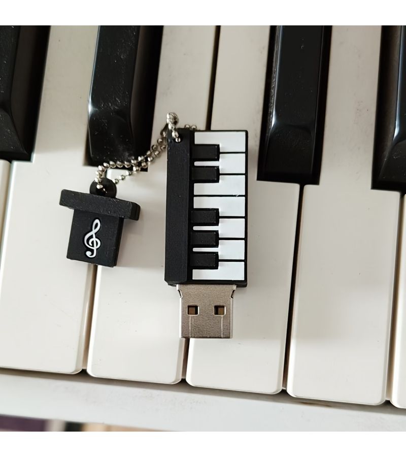 ذاكرة فلاش USB بسعة 128 جيجابايت بتصميم مفاتيح البيانو باللونين الأبيض والأسود، عصا ذاكرة محمولة هدية لعشاق الموسيقى - Image 4
