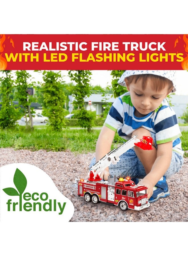 Toysery Fire Truck Toy with Flashing Lights & Siren Sounds for Kids, Extendable Rotating Ladder, Bump and Go Action, Role Play Toy for Boys & Girls, Kid Car Toy Trucks, Ages 3-7+ - Image 4
