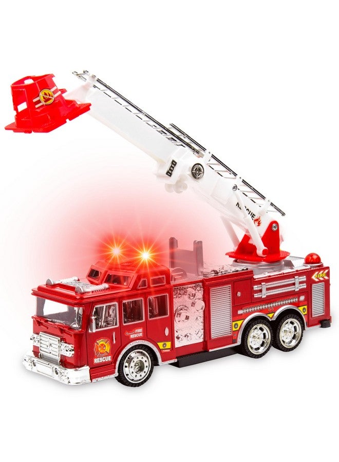 Toysery Fire Truck Toy with Flashing Lights & Siren Sounds for Kids, Extendable Rotating Ladder, Bump and Go Action, Role Play Toy for Boys & Girls, Kid Car Toy Trucks, Ages 3-7+ - Image 1