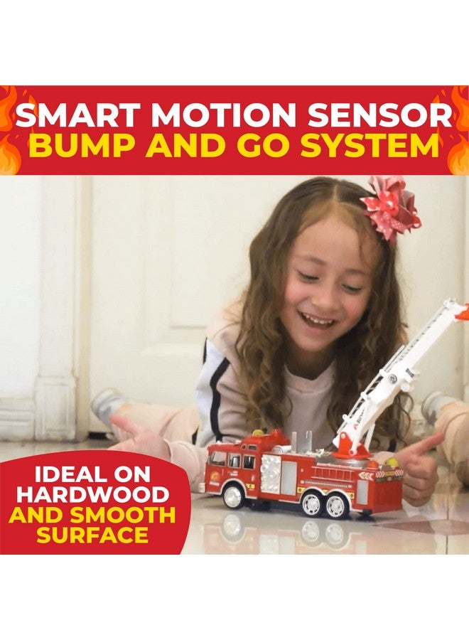 Toysery Fire Truck Toy with Flashing Lights & Siren Sounds for Kids, Extendable Rotating Ladder, Bump and Go Action, Role Play Toy for Boys & Girls, Kid Car Toy Trucks, Ages 3-7+ - Image 5