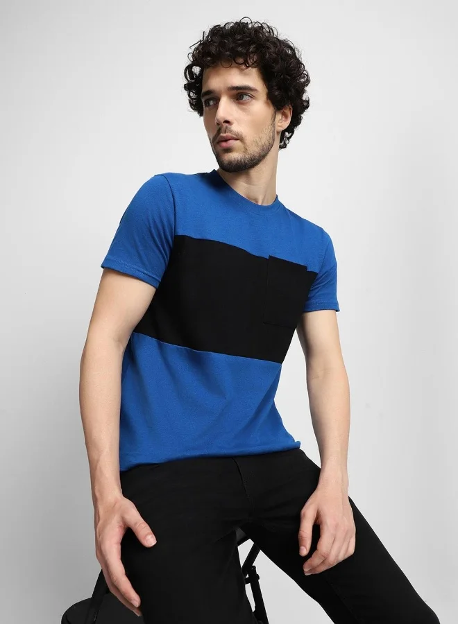 دينيس لينغو Blue T-Shirt for Men, 100% Cotton, Regular Fit