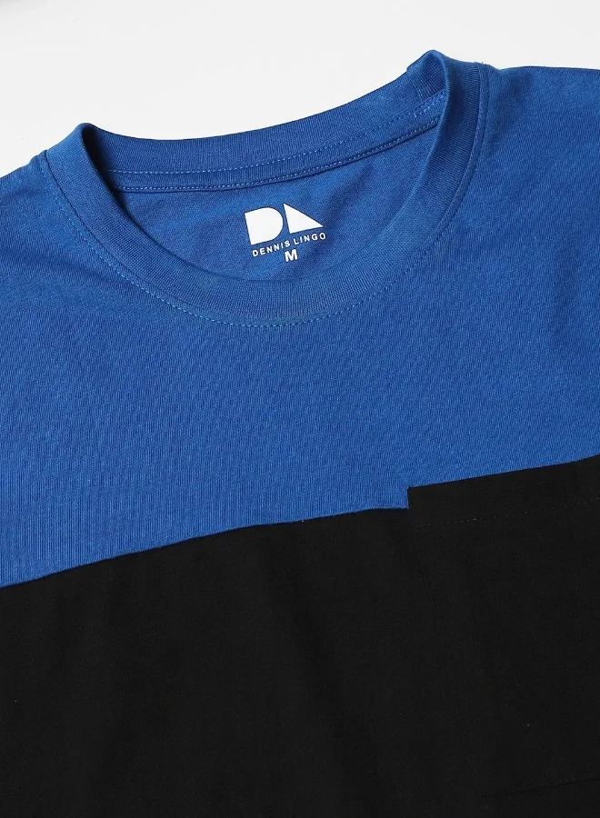 دينيس لينغو Blue T-Shirt for Men, 100% Cotton, Regular Fit