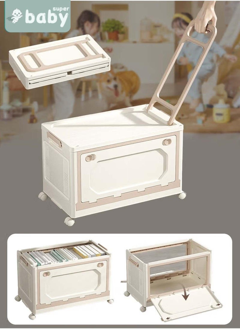 SuperBaby Baby Toy Storage Box With Wheels and Removable Lid and Handle, Children's Toys and Cloth Storage Bin, Organizer, Basket, Trunk for Kids Boys and Girls, Toddlers and Baby Nursery Room, Enough Capacity. - Image 1