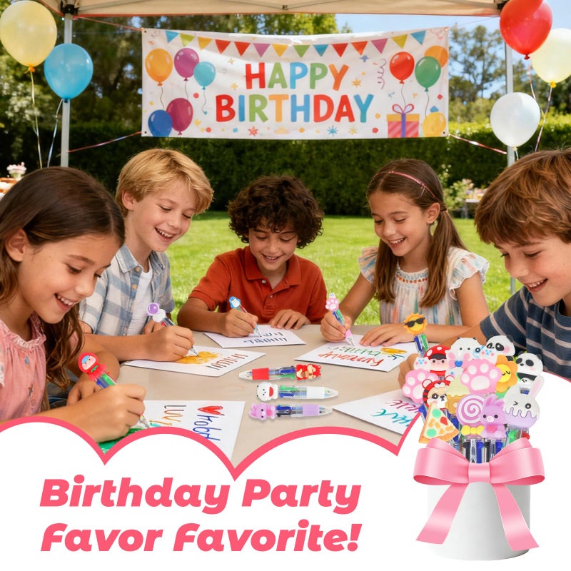Zhirlyn Party Favor for Kids Mini Multicolor Pens in One 4-in-1 Cute Pens Bulk for Kids Fun Kawaii Cool Ballpoint Pen for Birthdays Gifts and Goodie Bag Stuffers Teacher Supplies (Cute, 12) - Image 3