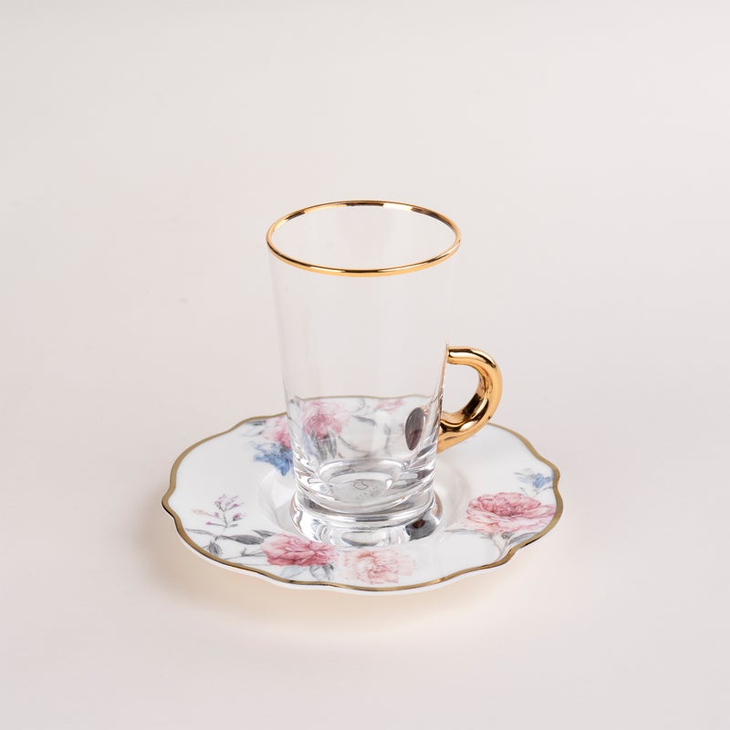Dallaty white porcelain and glass Tea and coffee cups set 18 pcs - Image 3