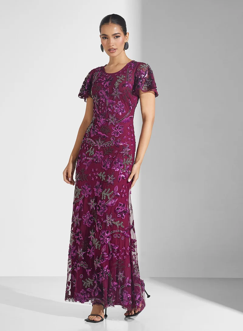 Frock and Frill Floral Embroidered Dress