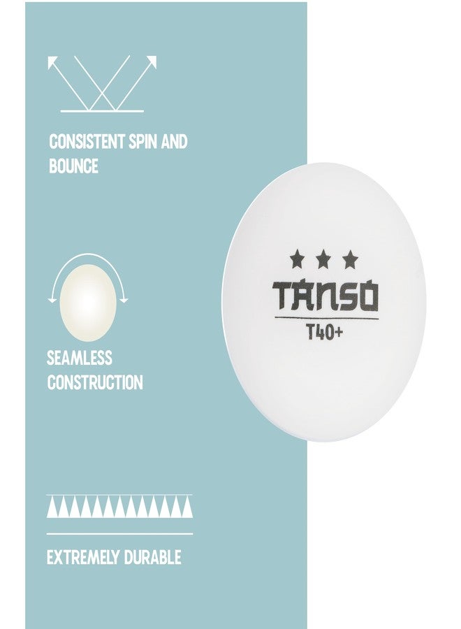 Tanso T40 3 Star Table Tennis Balls High Performance TT Balls (40+ mm TT Balls for Professional, 3 Star ABS Plastic Table Tennis Ball White 6 Pcs, Extremely Durable 3Star Ping Pong Ball) - Image 3