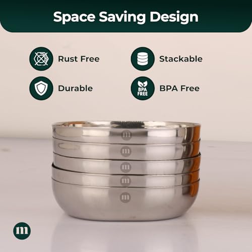 MARU Steel Small Square Snacks/Serving Plates Set of 4 (14 cm Each), Multi-Utility Quarter/Diet Plates for Small Meals with Mirror Finish Design, Perfect for Breakfast, Nashta, Dessert & Daily Use - Image 5