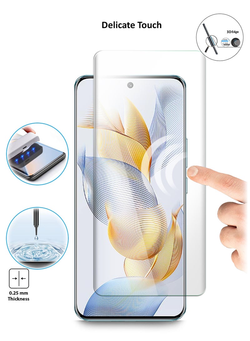 Honor 90 5G 2023 Premium UV Glue Curved Edges Full Glue Full Cover Tempered Glass Screen Protector (MSGUCN) - Clear