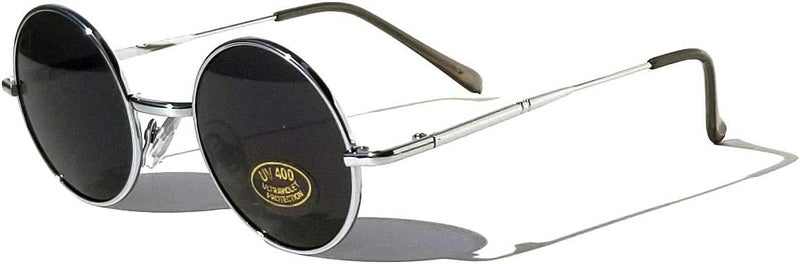V.W.E. Kids Children Size Hippie Round Circle Lens UV400 Protection Metal Sunglasses (Age 3-12) - Image 1
