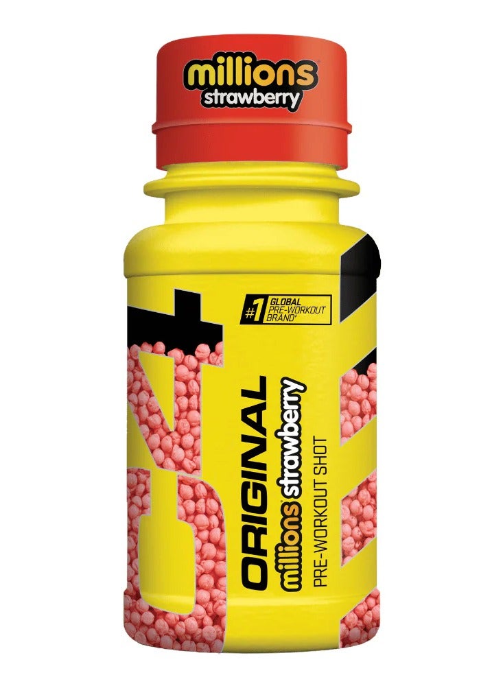 C4 Pre-Workout Shot, Millions Strawberry Flavor, 60ml – Ready-to-Drink Energy & Focus Formula for Training Performance
