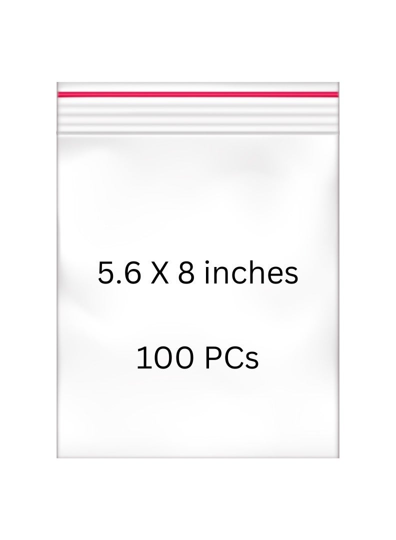 Nice Pack 100 Pieces 5.6 x 8 inches Clear Zip and Lock Bags - Resealable Plastic Zipper Bags