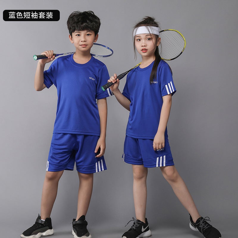 Generic Kids Badminton Set Boys Girls Sports Outfit Blue Short Sleeve Suit