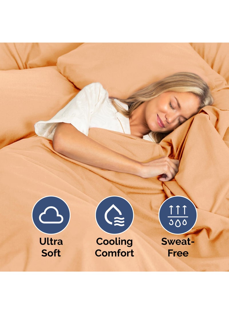 Full Size 4 Piece Sheet Set - Extra Soft  Breathable And Cooling Sheets - Hotel Luxury Durable Bed Sheets for Women & Men - Deep Pockets  Easy-Fit & Wrinkle-Free Sheets - Peach Oeko-Tex Bed Sheet Set