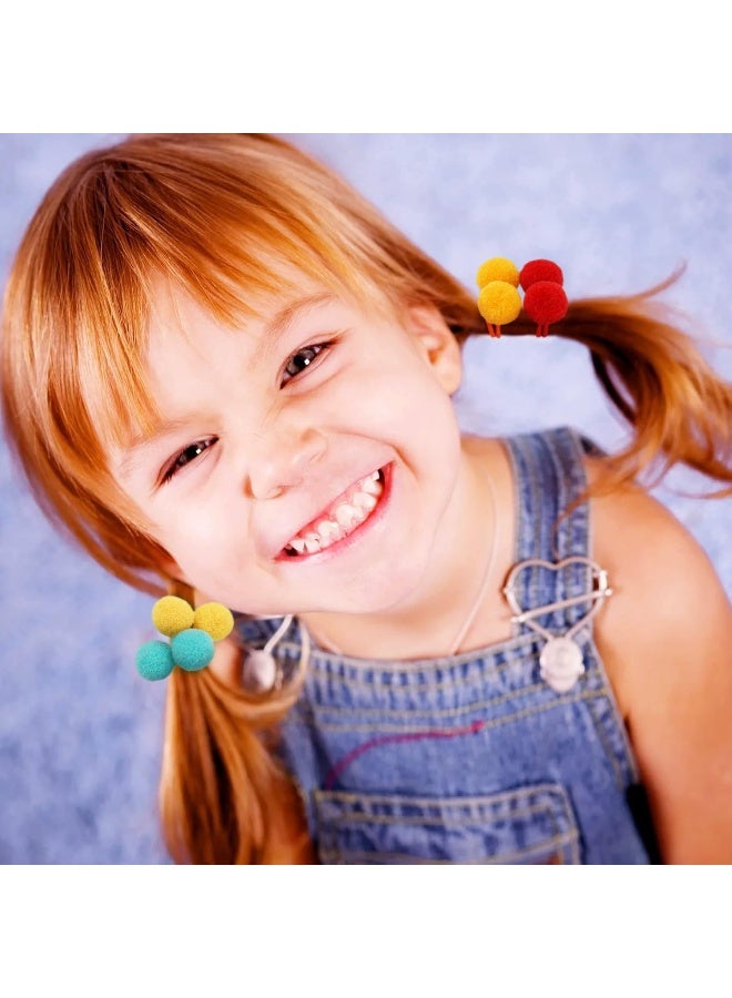 Qearl 40 Pieces Pom Pom Hair Ties, 80Pcs Small Pom Ball Elastic Hair Fluffy Ponytail Holders Hair Rubber Band Hair Accessories for Baby Girls Toddlers Infants In Pairs - Image 4