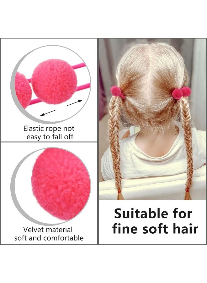 Qearl 40 Pieces Pom Pom Hair Ties, 80Pcs Small Pom Ball Elastic Hair Fluffy Ponytail Holders Hair Rubber Band Hair Accessories for Baby Girls Toddlers Infants In Pairs - Image 3