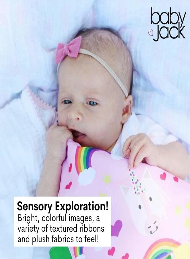 The Learning Lovey Baby Jack & Co 8x8 Unicorn Lovey Tag Toys for Babies with Crinkle Sensory Development - Soft & Safe Soother for Learning Shapes & Colors - BPA Free with Stroller Clip - Image 4