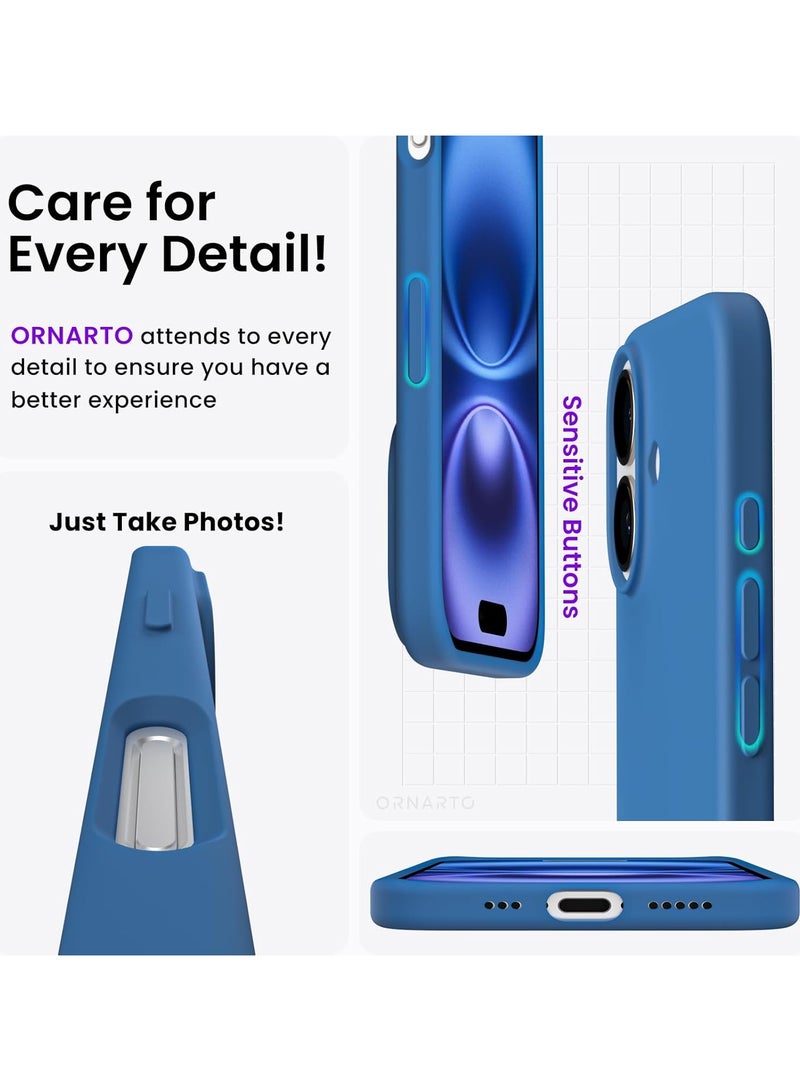 Delivus Iphone 16, Blue Silicone Case - Silky Soft Touch with Grade Drop Protection - Anti-Scratch Microfiber Lining - Shockproof Protective Phone Case Slim Thin Cover - Image 4