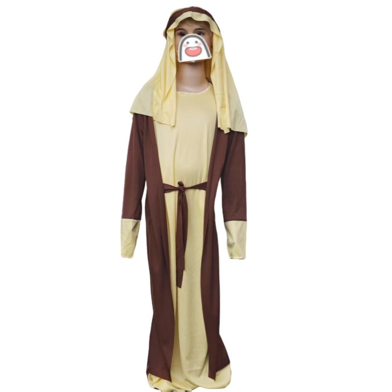 Traditional Arab Shepherd Costume for Halloween Masquerade Party, Middle Eastern Robe Outfit for Adults and Kids - Image 3