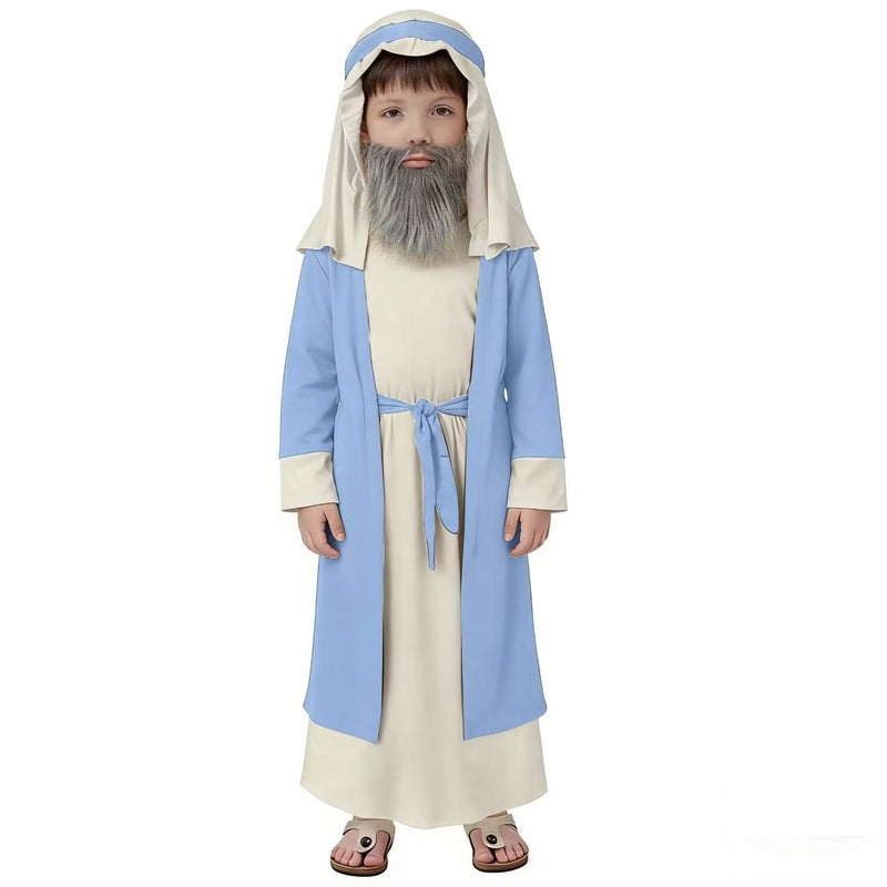 Traditional Arab Shepherd Costume for Halloween Masquerade Party, Middle Eastern Robe Outfit for Adults and Kids - Image 1