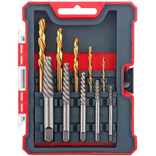 Hi-Spec HiSpec 10pc Screw Extractors HSS Drill Bit Set Easy Out Left Hand Spiral Flute Removers for Broken Damaged and Stripped Screws Studs and Bolts - Image 1
