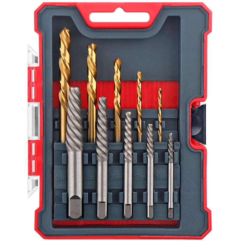 Hi-Spec HiSpec 10pc Screw Extractors HSS Drill Bit Set Easy Out Left Hand Spiral Flute Removers for Broken Damaged and Stripped Screws Studs and Bolts - Image 2