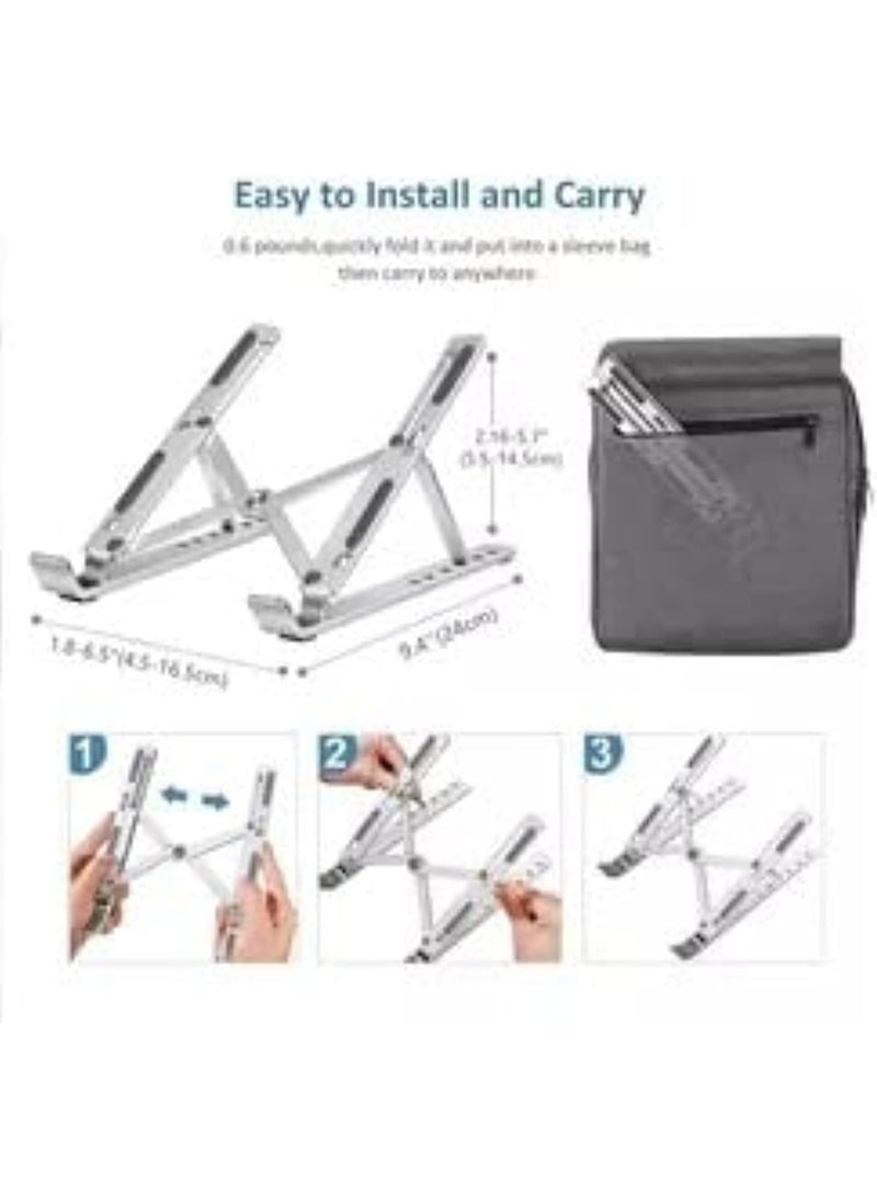 Beauenty Adjustable Laptop Stand, Portable Aluminium Laptop Riser Laptop Holder for Desk, Foldable Ventilated Cooling Computer Support Stand for Apple MacBook Pro/Air, HP, Sony, Dell, Notebook Stand and more. - Image 4