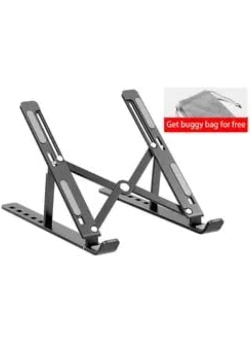 Beauenty Adjustable Laptop Stand, Portable Aluminium Laptop Riser Laptop Holder for Desk, Foldable Ventilated Cooling Computer Support Stand for Apple MacBook Pro/Air, HP, Sony, Dell, Notebook Stand and more. - Image 2