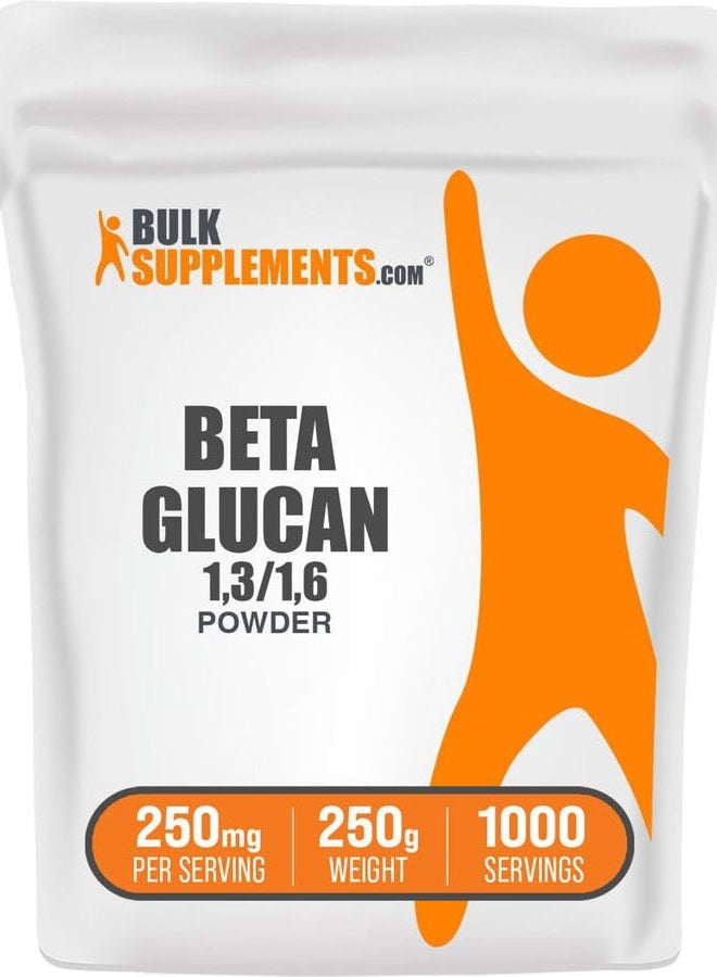 BulkSupplements .com Beta Glucan Powder (1,3/1,6) - Beta Glucan Supplements - Beta-Glucan 250mg Powder - Immune Support Supplement - Fiber Supplement (250 Grams - 8.8 oz) - Image 1