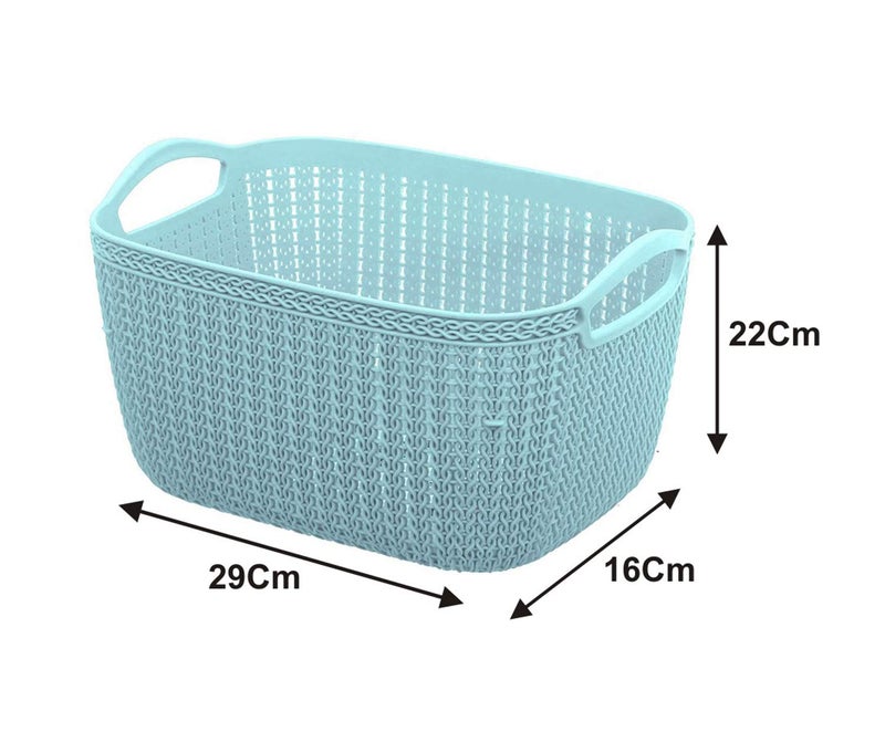 Kuber Industries Q-5,6 Unbreakable Plastic 2 Pieces Multipurpose Large & Medium Size Flexible Storage Baskets/Fruit Vegetable Bathroom Stationary Home Basket with Handles (Light Blue) - Image 4