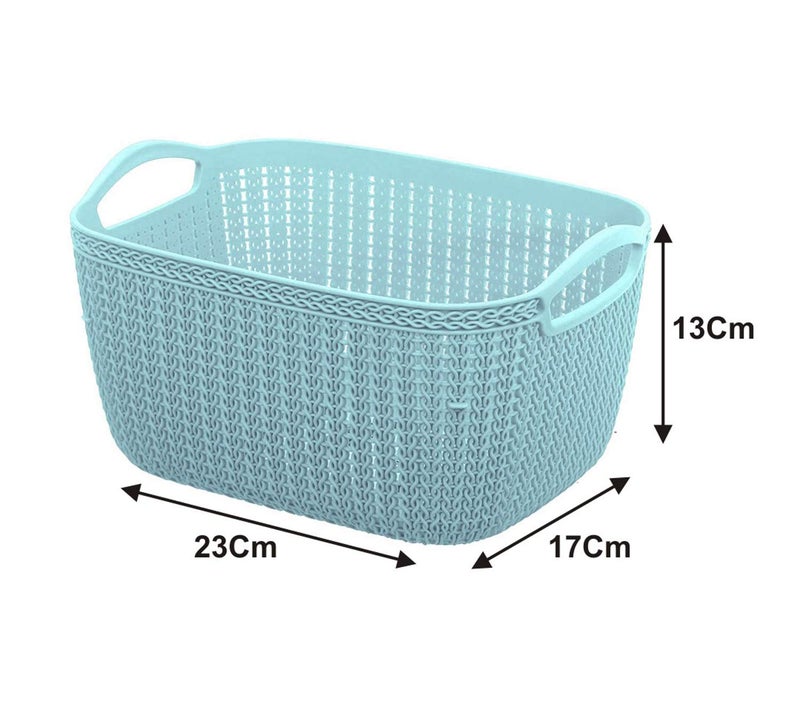Kuber Industries Q-5,6 Unbreakable Plastic 2 Pieces Multipurpose Large & Medium Size Flexible Storage Baskets/Fruit Vegetable Bathroom Stationary Home Basket with Handles (Light Blue) - Image 5