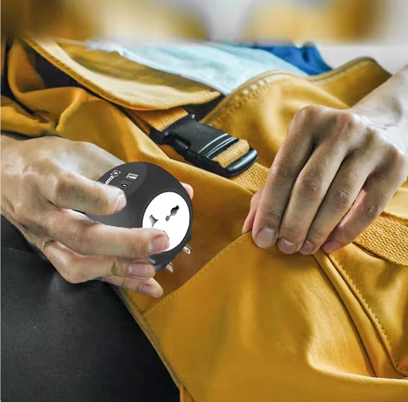 EMBOX مقبس متعدد Star Cube مع منافذ USB (2.4 A) (QC 3.0) مقابس عالمية ومؤشر LED، لوحة تمديد مع غطاء أمان، أسود - Image 4