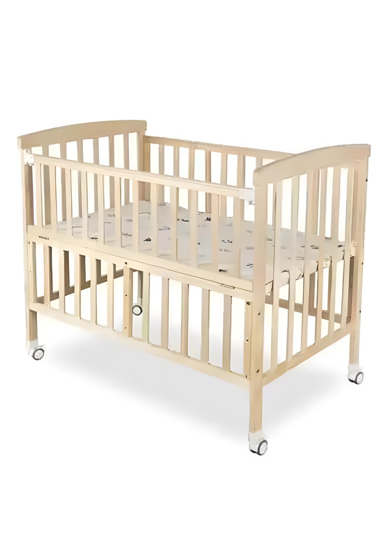 BABYCARA - Wooden Portable Baby Crib Adjustable Height 60x110 - Image 1