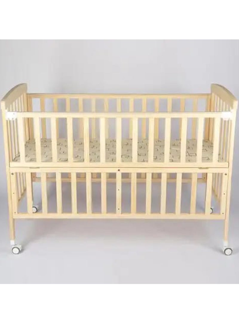 BABYCARA - Wooden Portable Baby Crib Adjustable Height 60x110 - Image 1