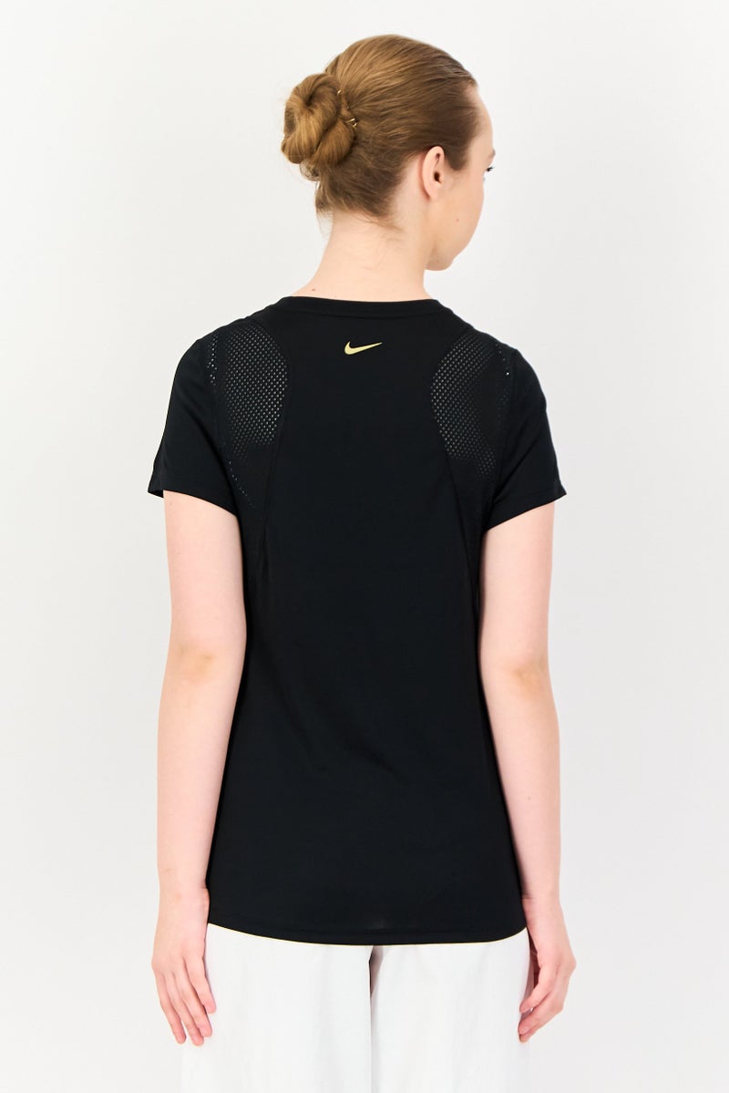 Nike Women Standard Fit Short Sleeve Running T-Shirt, Black - Image 3