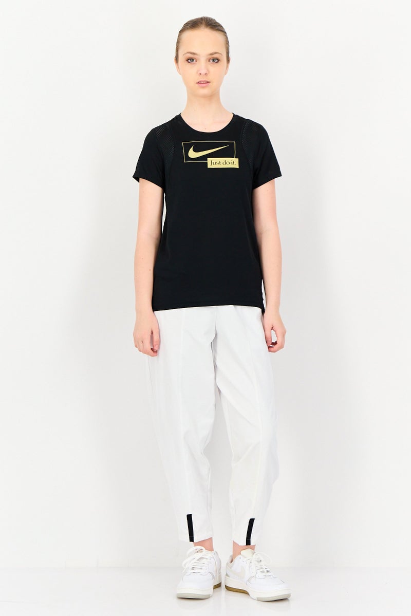 Nike Women Standard Fit Short Sleeve Running T-Shirt, Black - Image 4