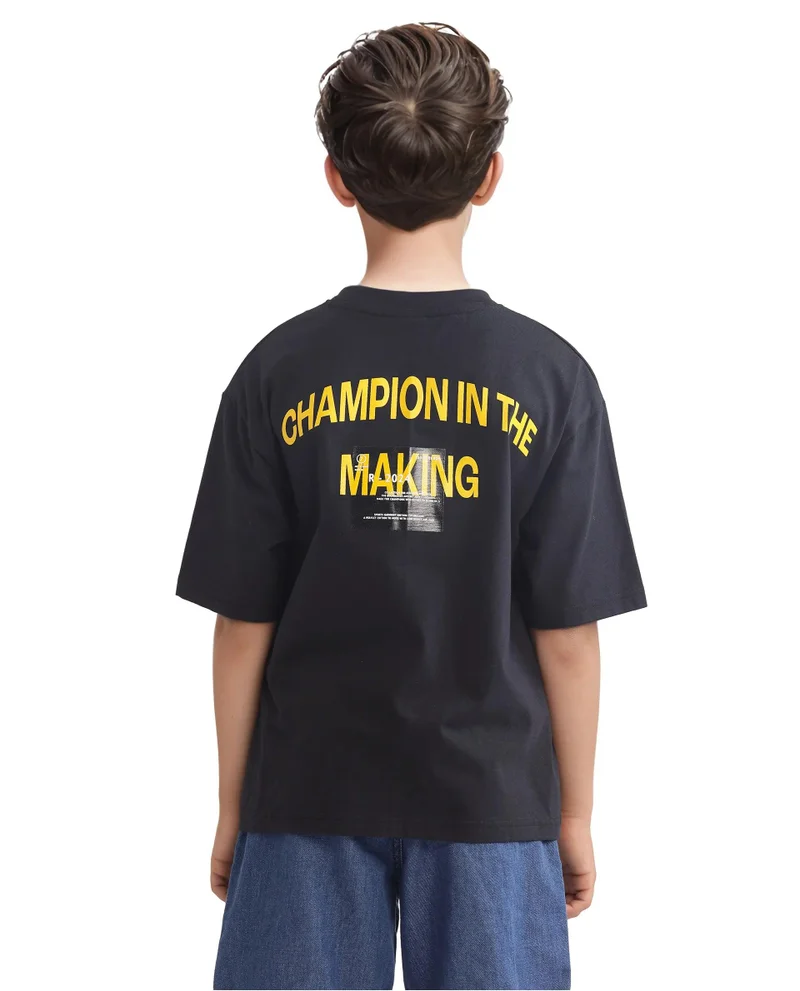 Rare Ones Rare Ones Kids Portz Black Cotton Short Sleeve Crew Neck Boxy Printed T-Shirt