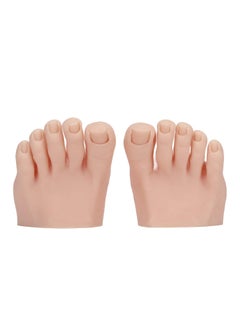 yuyte 1 Pair Silicone Foot Model Nail Art Training Display Fake Half Foot Model Pedicure Practice Silicone Foot Model Medium Skin Color 
