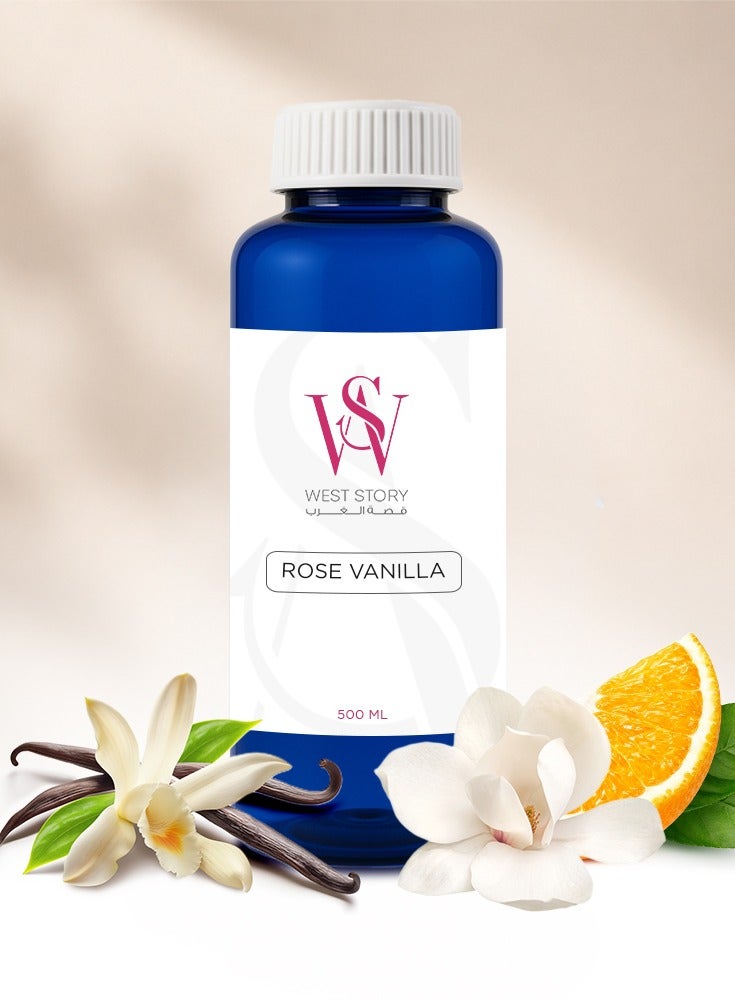 West Story Rose Vanilla Diffuser Oil – Soft Rose & Warm Vanilla Scent for Aroma Diffusers - 500ml - Image 1