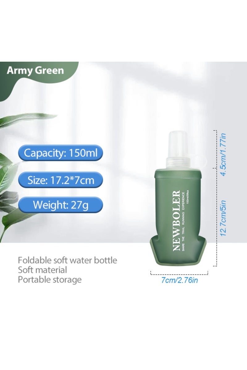 زجاجة ماء قابلة للطي من مادة TPU من نيوبولر، سعة 150/250/300/500 مل، موديل BOT220-GRE-150، مناسبة للرياضات الخارجية والجري.