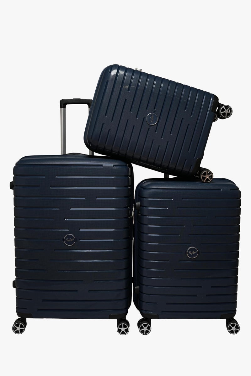 Skybags Set of 3 (Cabin+ Medium+Large) Polypropylene Hard Suitcase (56+67+77 cm) | Luggage Trolley with 8 Spinner Wheels Anti Theft Zipper,Light Weight with 5 Years International Warranty (Navy) - Image 5