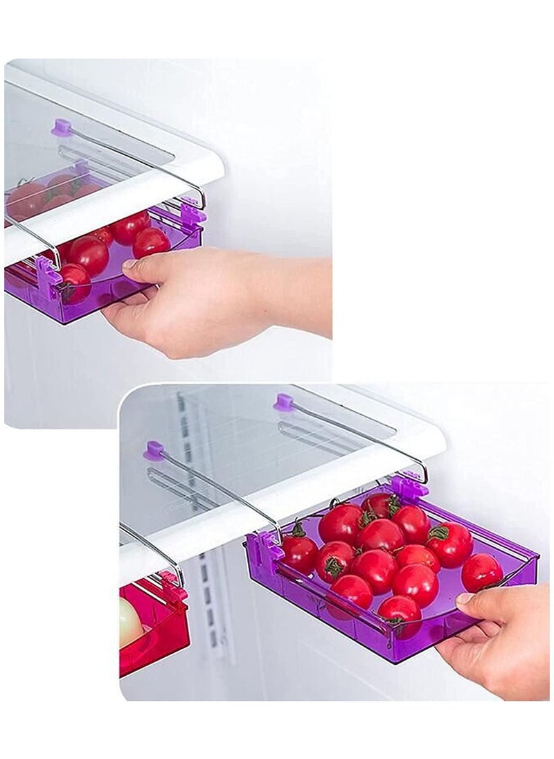 Generic - Refrigerator and Fridge Drawer Storage Basket Multipurpose Retractable Organizer Space Saver Set of 4 Pieces - Image 1