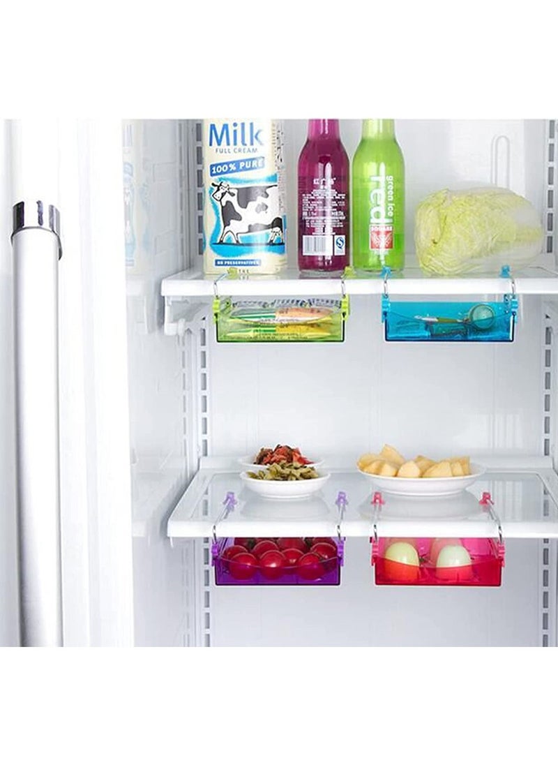 Generic - Refrigerator and Fridge Drawer Storage Basket Multipurpose Retractable Organizer Space Saver Set of 4 Pieces - Image 1