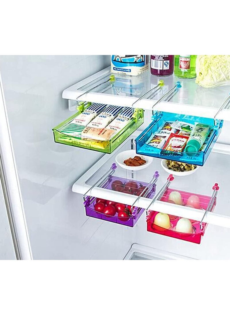 Generic - Refrigerator and Fridge Drawer Storage Basket Multipurpose Retractable Organizer Space Saver Set of 4 Pieces - Image 1