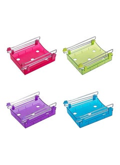 Refrigerator and Fridge Drawer Storage Basket Multipurpose Retractable Organizer Space Saver Set of 4 Pieces