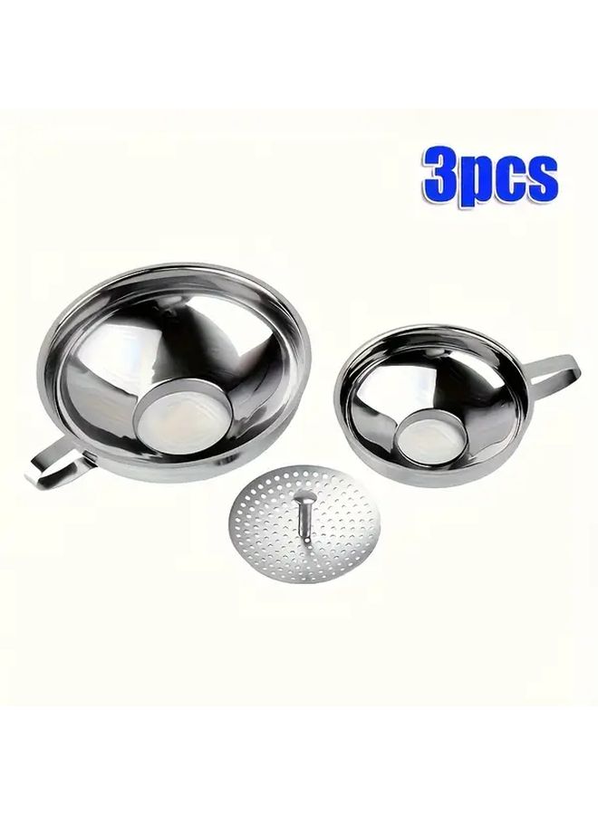 3Pcs Stainless Steel Canning Funnels With Strainer Wide Mouth Dishwasher Safe - Image 4