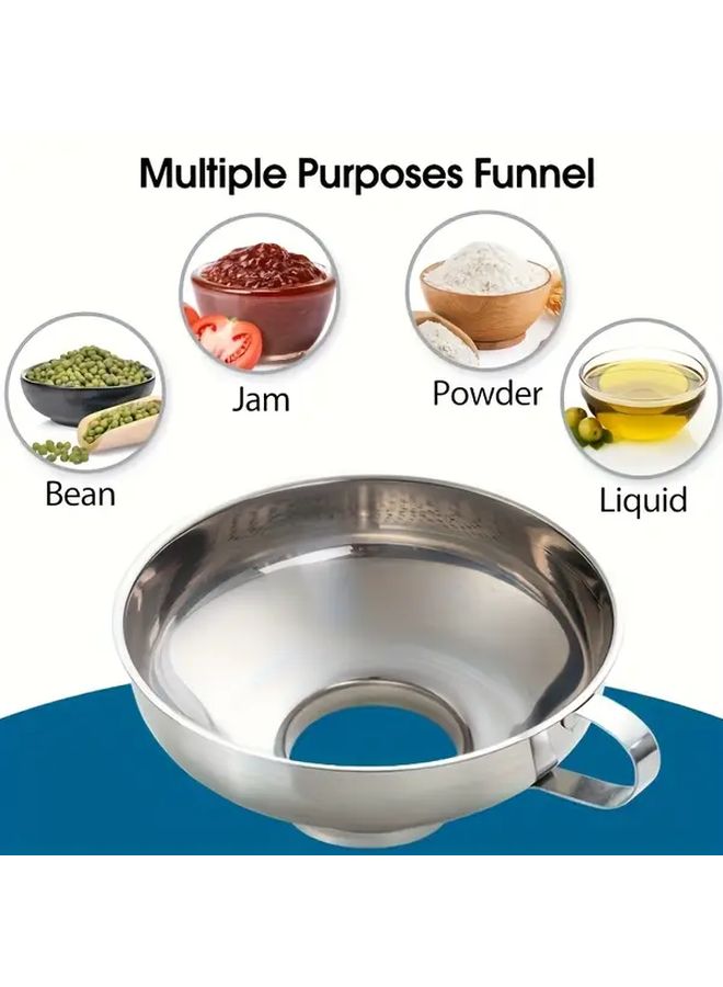 3Pcs Stainless Steel Canning Funnels With Strainer Wide Mouth Dishwasher Safe - Image 2